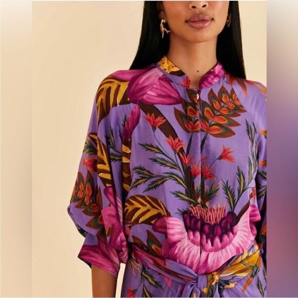 FARM Rio NWT Maxi Flowers Maxi Dress Purple Size XS MSRP $265 - Picture 4 of 11